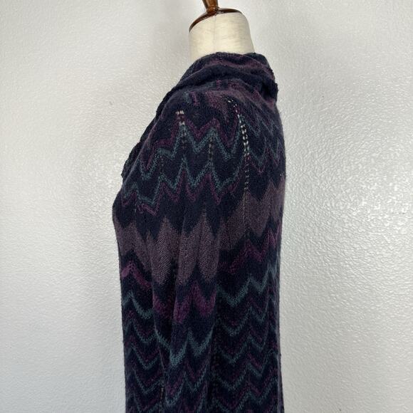 Chicos Sweater Womens 1 US M Purple Cowl Chevron Crochet Lightweight Boho Tunic - Picture 6 of 13